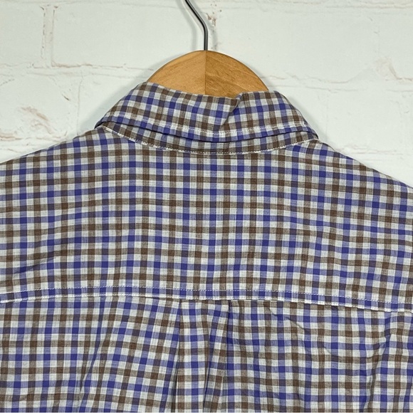 Johnnie-O Check Plaid Button Up Shirt Mens Size Small Purple Brown Cotton - Picture 12 of 14